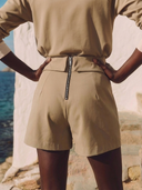 Crossover Golf Par Skort, tailored women’s golf skort with structured fit and refined silhouette, styled as a chic golf outfit for modern country club style on and off the course. Chic golf skort. Chic yacht skirt