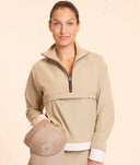 Crossover Golf Tee Time Pullover, tailored women’s golf pullover with structured fit and performance fabric, styled as a chic layered golf outfit for modern country club style on and off the course