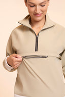 Crossover Golf Tee Time Pullover, tailored women’s golf pullover with structured fit and performance fabric, styled as a chic layered golf outfit for modern country club style on and off the course