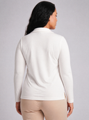 Crossover Golf long sleeve New Classic Polo, tailored women’s golf polo with asymmetric collar and ultra-soft micromodal fabric, designed as a chic golf outfit for modern country club style on and off the course. chic women's golf apparel. cool womens golf clothes. womens golf fashion. women's long sleeve polo. Plus Size womens golf apparel. Cute plus size womens golf clothes. 